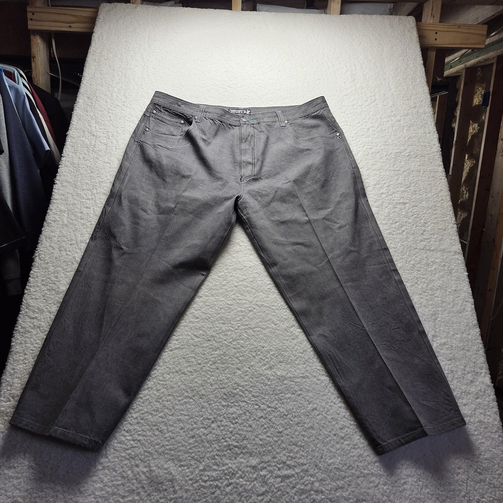 Jinzu Jeans Mens 48x30 Gray Relaxed Fit Straight Charcoal Denim Pants Big Tall